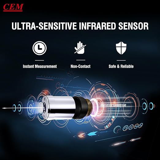 CEM DT-8806 Digital Thermometer for Adults and Kids, No Touch Forehead Thermometer for Baby, 2 in 1 Body Surface Mode Infrared Thermometer with Fever Alarm and Instant Accuracy Readings, Purple-CubbioJoy