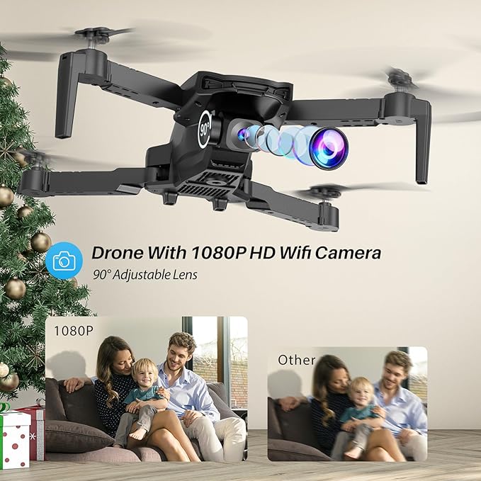 Drone With Camera 1080P for Kids And Adults, RC Quadcopter with Altitude Hold, Mini Drone With One Key Start, Waypoint Fly, Headless Mode, 3D Flip, 3 Speeds, Remote Control Drone for Beginners-CubbioJoy