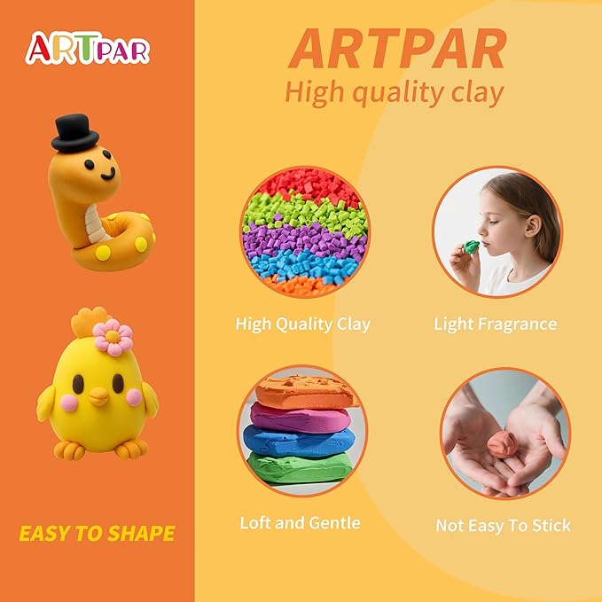 Air Dry Clay Kits for Kids-Modeling Magic Clay,12 Animals DIY Molding Clay Art Crafts Set,Ultra Light & Soft, Safe & Non-Toxic with Sculpting Tools & Tutorials, Unique Gifts for Boys & Girls-CubbioJoy