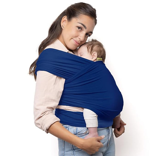Boba Baby Wrap Carrier – Original Baby Sling Carrier for Newborns (7–35 lbs), Soft, Secure, Hands-Free & Ergonomic, Ideal for Comfortable Bonding, New Parents (Serenity Dark Blue)-CubbioJoy