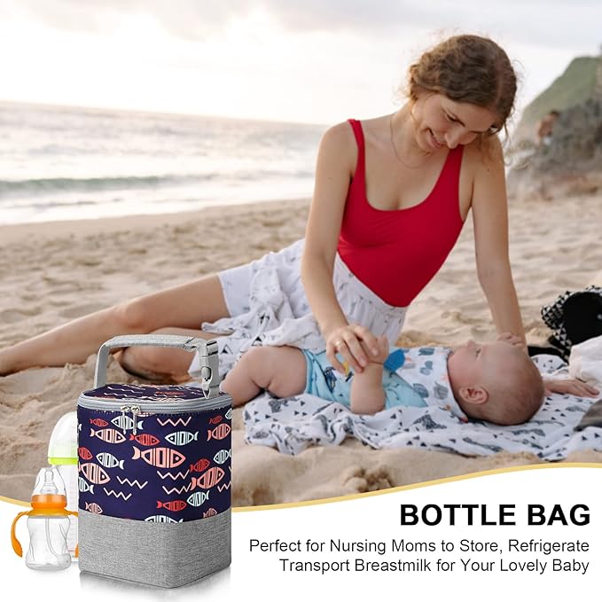 Accmor Breastmilk Cooler Bag, Baby Bottle Cooler Bags, Insulated Bottle Cooler Tote Bags On The Go, Fits 4 Large 8oz Bottles, for Nursing Mom Daycare Travel-CubbioJoy