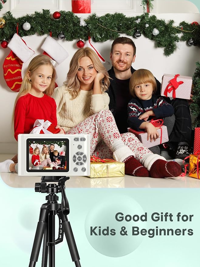 Digital Kids Camera 1080P Vlog Camera with 64GB, Lanyard, 16X Zoom Anti Shake, Card Reader 44MP Compact Portable Point Shoot Digicam for Kid Teen Girl Boy Christmas Halloween Thanksgiving-CubbioJoy