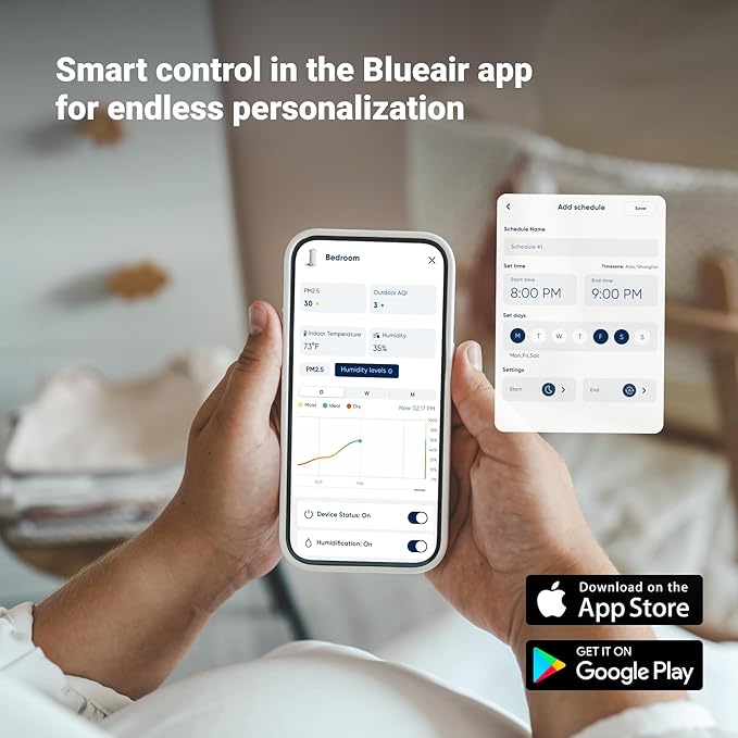 BLUEAIR 2-in-1 Purify + Humidify: Air Purifier and Humidifier with HEPASilent™ and 360° InvisibleMist™ Technology, Top Pour - covers 1,726 sqft in 60 minutes - Perfectly balanced air, one product-CubbioJoy