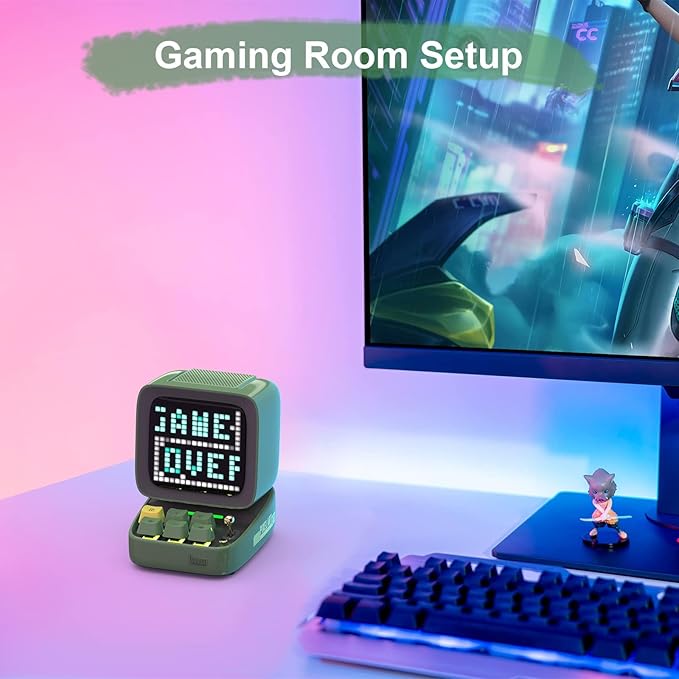 Divoom Ditoo Programmable Pixel Art LED-Bluetooth-Speaker Showing-Clock Emoji DIY Design for Home Wedding Party Decoration with Wireless App Control (Green)-CubbioJoy