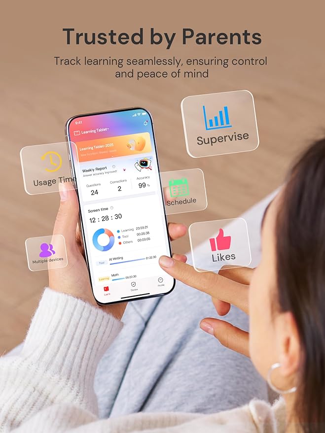 AI Kids Tablet with Scanner - 50000+ Content AI Tutor Learning Tablet with ELA, Math, ABC, Word, Read, Phonics, STEM for Homeschooler Educational Study for PreK - G6 (TalPad T100 with Keyboard)-CubbioJoy