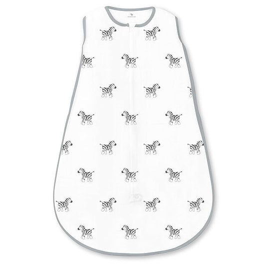 Amazing Baby Cotton Muslin Sleeping Sack, For Baby Boy or Girl, Wearable Blanket with 2-way Zipper, Zebras, Black, Small (0-6 Month)-CubbioJoy