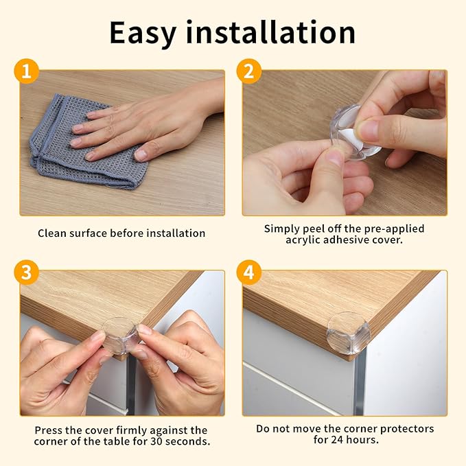40 Pack Corner Protector Baby, 2 Shapes Baby Proof Corners and Edges, Clear Table Corner Covers Baby, Baby Corner Protector Guards, Corner Guards for Table Edges & Sharp Corners-CubbioJoy