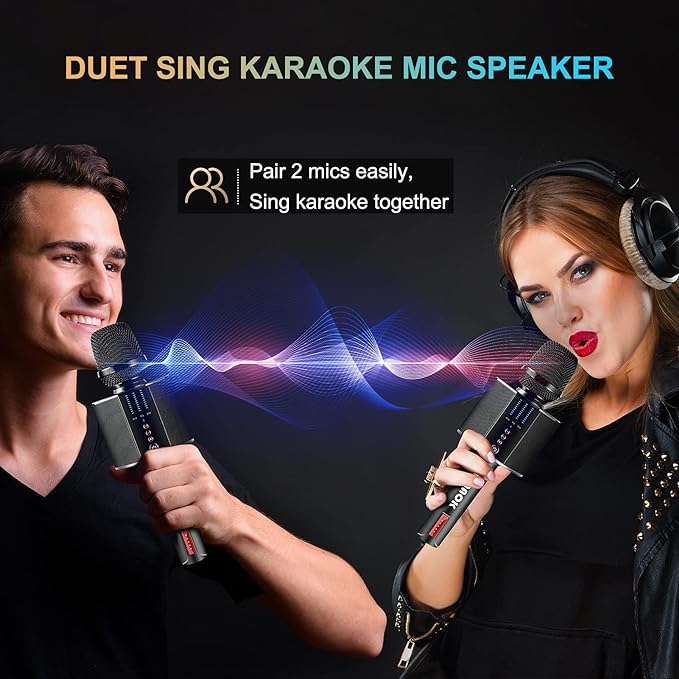 BONAOK Karaoke Microphone, Portable Wireless Bluetooth Karaoke Mic for Adults&Kids Car Home Outdoor Party, Karaoke Machine for PC/All Smartphone G50 Black 2025-CubbioJoy