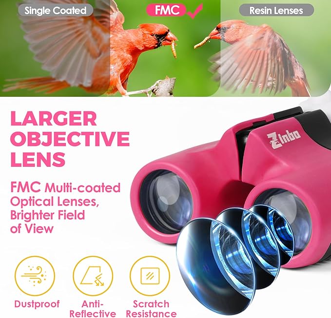 Binoculars for Kids, Toys for 3-12 Year Old Girls and Boys, Bird Watching Hiking 4 5 6 7 8 9 Year Old Girl Boy Christmas Birthday Gifts, Outdoor Toys for Kid Set with Magnifying Glass & Compass-CubbioJoy