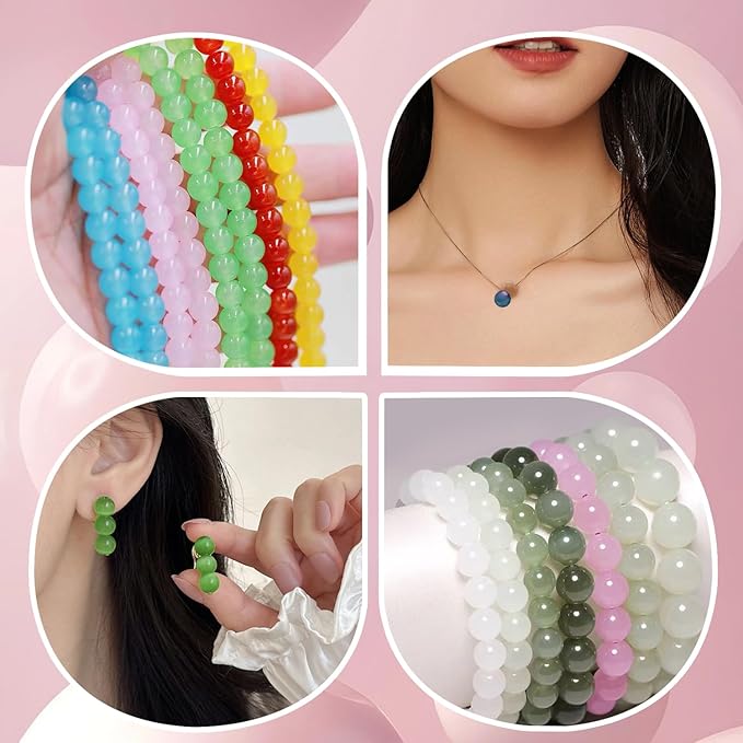 JULIMAIDONG 8mm Glass Beads for Bracelets 1000pcs, 24 Colors Round Crystal Glass Bracelet Beads Making Kit for Jewelry Making Kits Bead DIY Crafts with Spacer Charms Accessories (8MM, 24 Color)-CubbioJoy