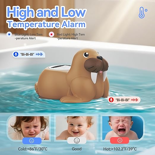 Baby Bath Thermometer for Bathtub, Room|Water Temperature, Baby Bath Floating Toy|Kids Bathroom Safety, Digital LCD with Timer-CubbioJoy