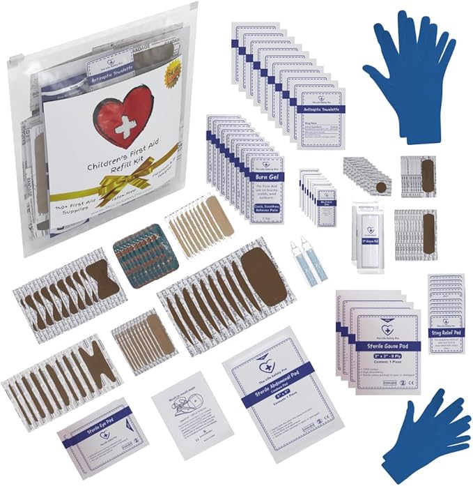 Children's First Aid Kit Refill - Xtra Large Size - 145 First Aid Supplies to Refill 2 Medium First Aid Kits from The Life Safety Pro-CubbioJoy