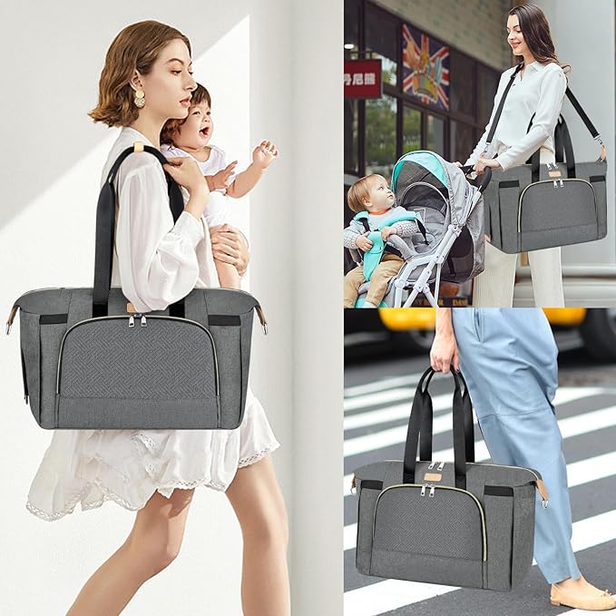 ITIEZY Diaper Bag Tote for Baby - Large Mommy Bag with Portable Changing Pad Pacifier Case, Hospital Bags Travel Baby Bag-CubbioJoy