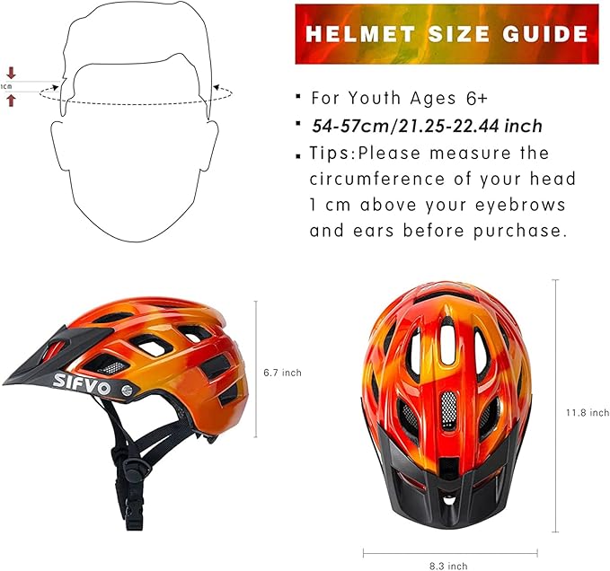 Kids Bike Helmet, SIFVO Kids Helmet 8+ Boys and Girls Bike Helmet with Cool Visor, Bike Helmets for Kids, Youth Bike Helmet Kids Mountain Bike Helmet Lightweight and Sturdy【55-58cm】-CubbioJoy