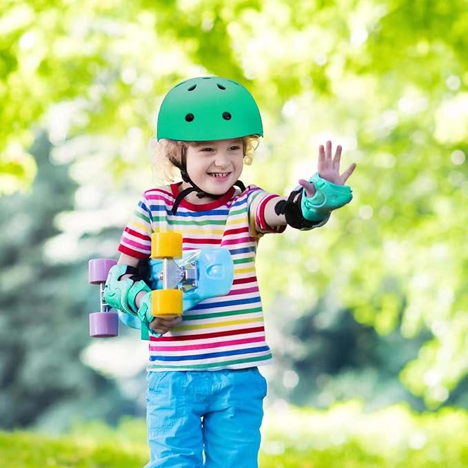 Kids Bike Helmet Set Adjustable for Children, Boys, Girls and Teenagers Aged 3-8 Years Includes Elbow, Knee, Wrist Guards Children's Helmet Protection Set for Bikes SkateboardsRollerskates-CubbioJoy