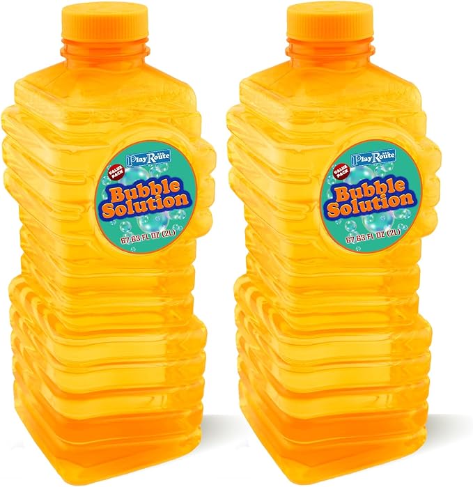 Bubble Solution | Bubbles Refill Solution 4L/136oz. | 2-Pack Ready to Use Solution for Bubble Machines & Other Bubble Blower Toys for Toddlers & Kids | Easy Grip Bulk Bottle-CubbioJoy