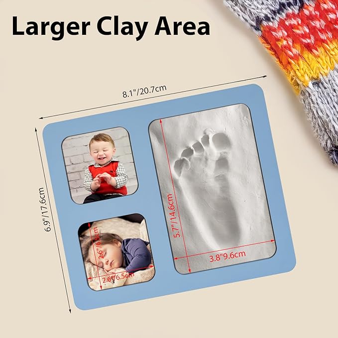 Baby Handprint and Footprint Kit, Blue Babies Keepsake 4x6 Clay Frame, for Record Newborn Footprints, Handprints or Pet Paw Prints-CubbioJoy