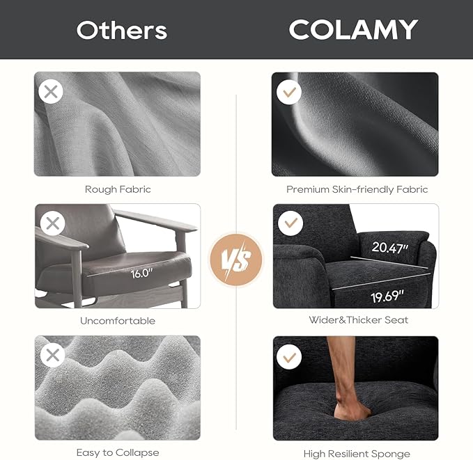 COLAMY Swivel Recliner Chair with Footrest, High Back with Double-Layer Cushion, Glider Recliner for Nursery & Living Room, Bedroom, Dark Grey-CubbioJoy