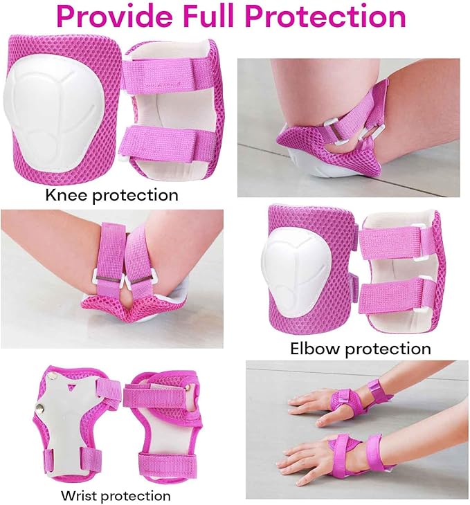 KAMUGO Kids Bike Helmet, Toddler Helmet for Ages 2-8 Boys Girls with Sports Protective Gear Set Knee Elbow Wrist Pads for Skateboard Cycling Scooter Rollerblading-CubbioJoy