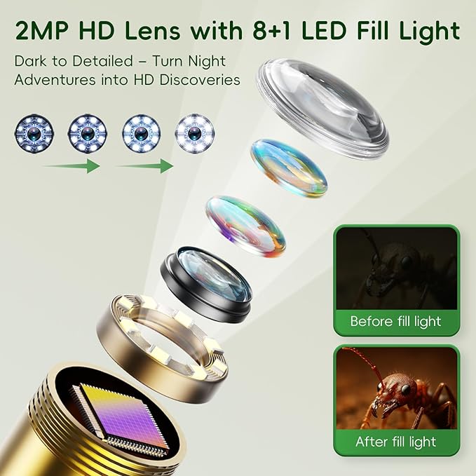 Borescope Camera Toy with Light for Kids - STEM Science Educational Toy for 4 5 6 7 8 9 10 Years Old Boys Girls Birthday Gift, Snake Scope Camera for Outdoor Camping Nature Exploration-CubbioJoy