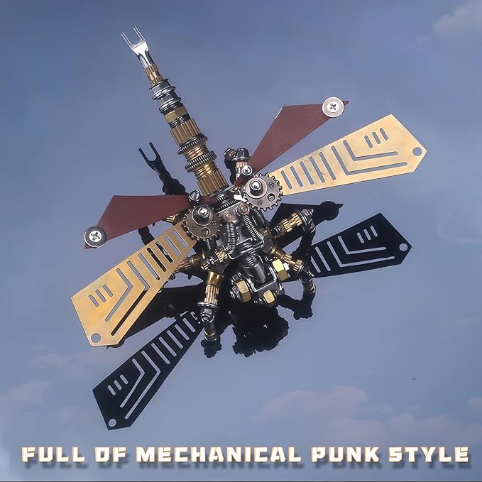 Adult 3D Metal Puzzle, Punk Insect Model Set, 3D Mechanical Insect Building Block Puzzle, Fun DIY Assembly, high-end Men's Gift. (Metal Dragonfly)-CubbioJoy