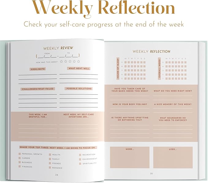 Self Care Planner by epic self - Undated Wellness Planner, 48 Weeks - Self-Love, and Habit Tracker for Women - Prioritize Your Well-being in 2024 - Daily & Weekly Reflection Pages-CubbioJoy