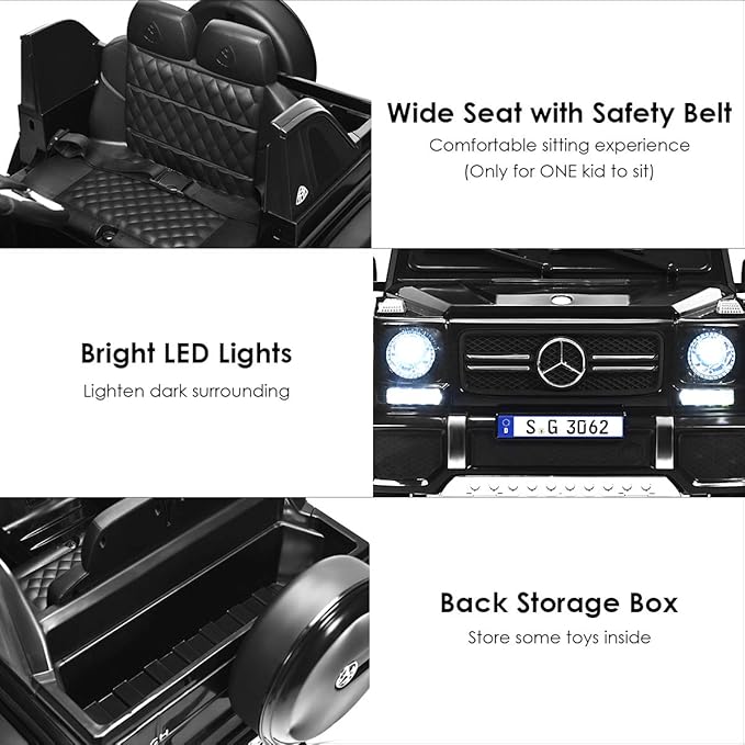 Costzon Ride on Car, Licensed Mercedes-Benz Maybach, 12V Battery Powered Vehicle Toy w/ 2 Motors, Remote Control, 3 Speeds, Lights, Horn, Music, Aux, Storage, Truck, Electric Car for Kids (Black)-CubbioJoy