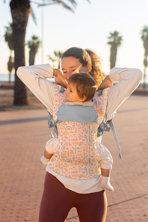 Beco Gemini Baby Carrier from Newborn to Toddler - Certified Ergonomic Newborn Baby Carrier for Infants and Children of 7-35 lbs - M Shape, Adjustable Seat, 100% Cotton (Geo Floral)-CubbioJoy