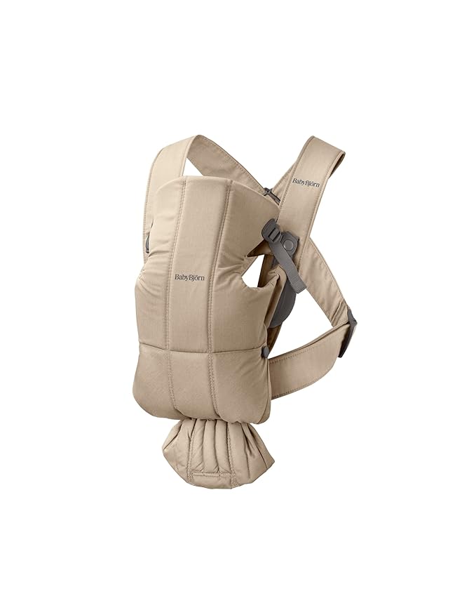 BabyBjörn Baby Carrier Mini, Beige, Woven | Newborn Carrier (7-25 lbs), Ergonomic, Easy-to-Use-CubbioJoy