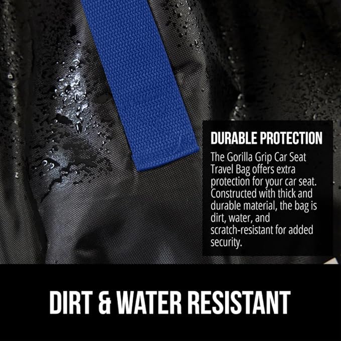 GORILLA GRIP Car Seat Travel Bag for Airplane Gate Check, Easy Carry Padded Backpack Bags Cover Carseats, Infant Baby Carriers and Toddler Booster Seats for Airport, Child Air Travels Essential, Blue-CubbioJoy