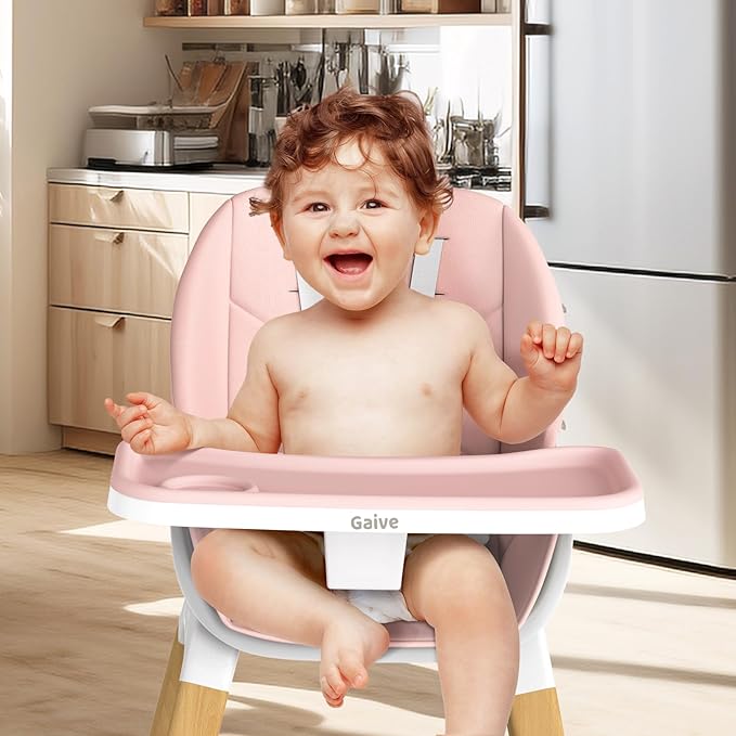 8 in 1 Highchair, Convertible Wooden Baby High Chair with Tray, Adjustable High Chair for Babies and Toddlers, Easy to Clean, Grow with Family|Booster|Learning Table|High Stool-CubbioJoy