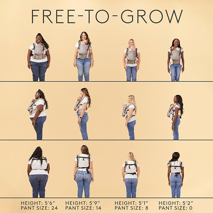 Baby Tula Linen Panel Free-to-Grow Baby Carrier - Adjustable, Comfortable, Newborn to Toddler Carrier - Ergonomic Fit for 7lbs to 45lbs - Plant-Based Fabric - Back & Front Carry Options - Sand (Tan)-CubbioJoy