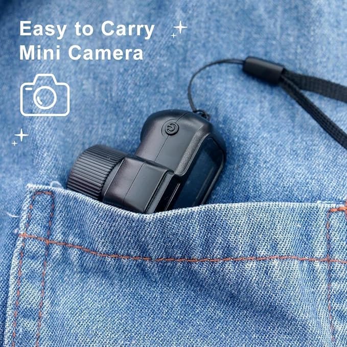 Keychain Camera, World's Smallest 1080P HD Mini Camera, Retro Portable Mini, 100 Mins Battery Life, for Students, Kids (16G)-CubbioJoy