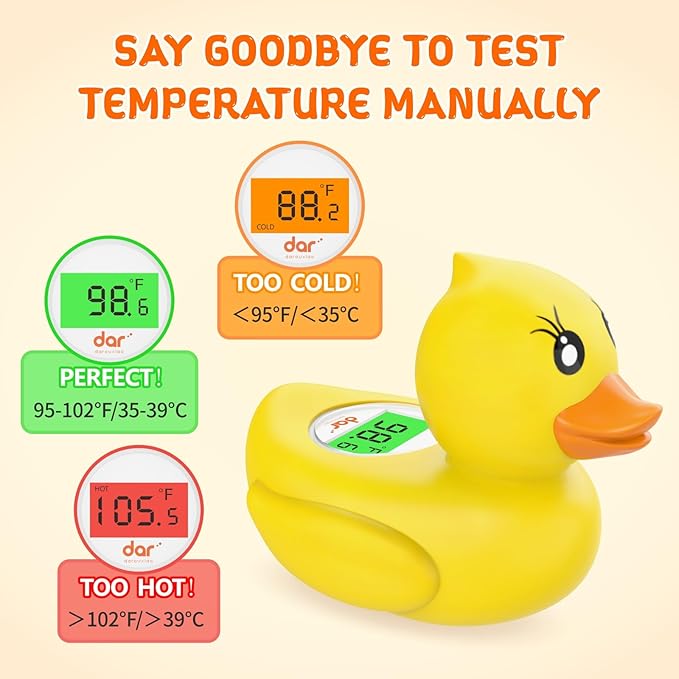 Baby Bath Thermometer, Digital Water Temperature Thermometer with 3 Color Backlit and Temperature Warning, Safety Bath Tube Thermometers Floating Toy for Infant, Toddler-CubbioJoy