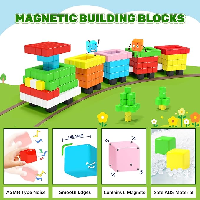 40pcs Magnetic Blocks for Toddler Toys, Magnetic Cubes Building Blocks Classroom Must Haves, STEM Preschool Sensory Magnet Toys for 3 4 5 6 Year Old Boys and Girls-CubbioJoy
