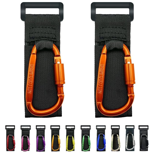 Baby Stroller Hook, Carry 30 lbs per Stroller Carabiner Clip, Adjustable Baby Stroller & Car Seat Hook for Hanging Diaper Bag, Wheelchair,Golf cart, Shopping and Pet Cart(2 Pcs Orange)-CubbioJoy