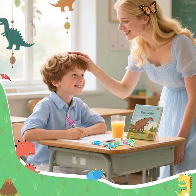 30Pcs Mini Multicolor Pens in One 4-in-1 Cute Pens Bulk for Kids, Ballpoint Pen for Birthdays and Children's Parties, Fun Gifts Assorted Ink Kawaii Pen(Dinosaur)-CubbioJoy