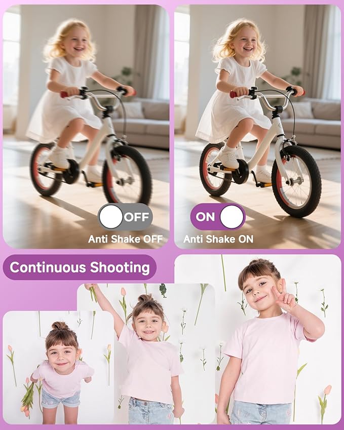 Digital Camera, 44MP FHD 1080P, 16X Zoom, 32GB SD Card, Compact Camera for Kids Teens Adults, Purple-CubbioJoy