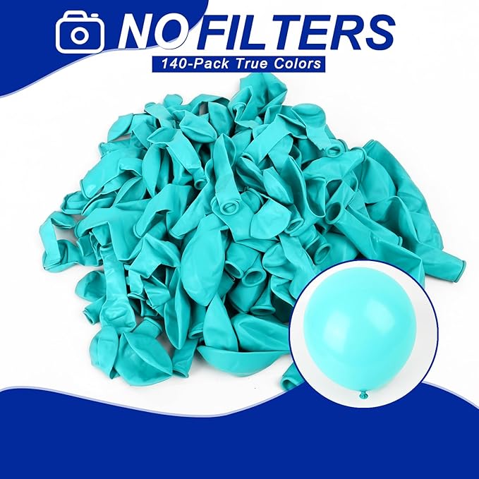 140pcs Cyan Blue Round Balloons Different Sizes 18 12 10 5 Inch Latex Balloons for Arch Decoration Party Balloon Kit for Graduation Birthday Party Wedding Balloon Baby Shower Decoration-CubbioJoy