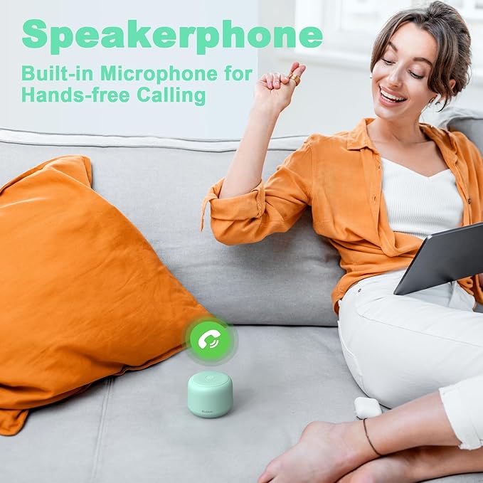 Bobtot Portable Bluetooth Speakers with Strap Easy to Carry, Wireless IPX5 Waterproof Mini Speaker with Loud Stereo Sound, 20 Hours Playtime, Rechargeable Battery, Built-in Microphone, Green-CubbioJoy