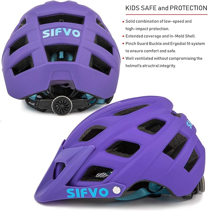 Kids Bike Helmet, SIFVO Kids Helmet 8+ Boys and Girls Bike Helmet with Cool Visor, Bike Helmets for Kids, Youth Bike Helmet Kids Mountain Bike Helmet Lightweight and Sturdy【55-58cm】-CubbioJoy