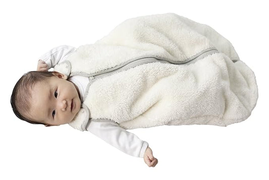 baby deedee Sleep Nest Teddy Baby Sleeping Bag, Ivory, Small (0-6 Months)-CubbioJoy