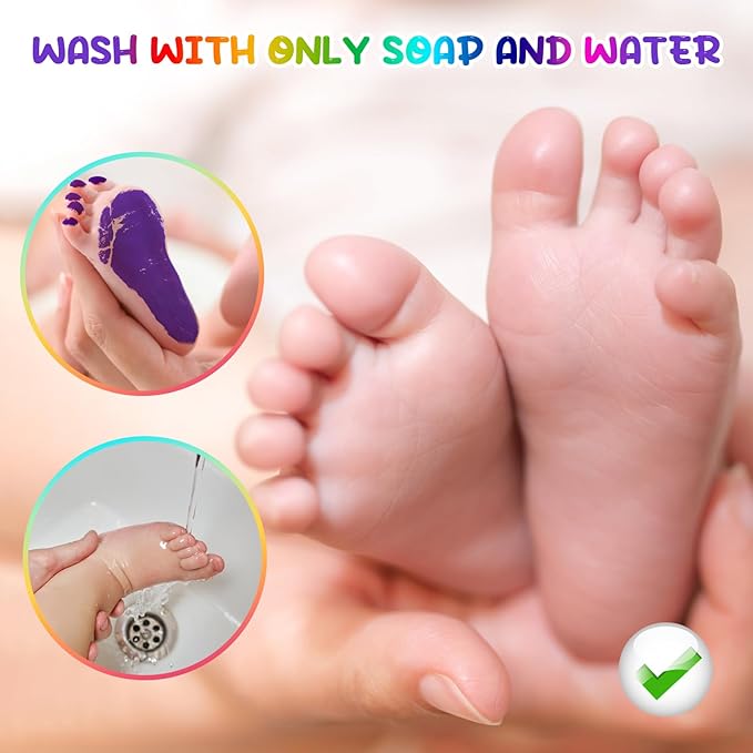 75ml Purple Baby Hand and Footprint Ink Kit, Baby Handprint Footprint Paint for Newborn Keepsake, Dog Cat Paw Print Kit, Washable, Non Toxic Acid-Free, Safe Gentle for Ideal New Mom Gifts-CubbioJoy