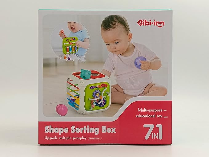 AiTuiTui Multifunction Baby Sensory Activity Cube Toys for 12 18 Months, Shape Sorter Early Learning Educational Interactive Toys for Toddlers 1 2 Year Old Boy Girl, 1st Birthday Gifts-CubbioJoy