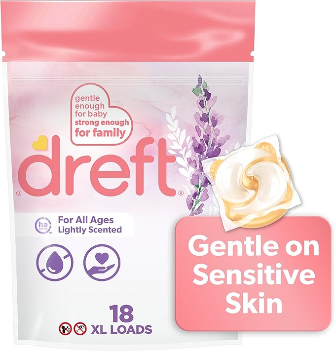 Dreft Laundry Detergent XL Pacs, Light Scent, Lavender, 18 Count-CubbioJoy