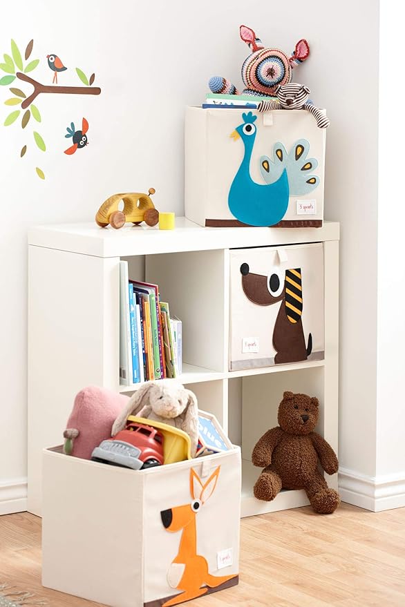 3 Sprouts Toy Storage Organizer: Toy Box Cube Organizer for Playroom, Nursery - Foldable Storage Bin - Kangaroo-CubbioJoy