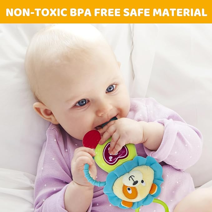 KiddoLab Musical Caesar Teething Toy for 3 Months and Up - Baby Teether, Rattle & Musical Toy with Lights & Fun Sound Effects - Baby Hanging Toy Easily Fits to Crib, Stroller and Car Seats-CubbioJoy