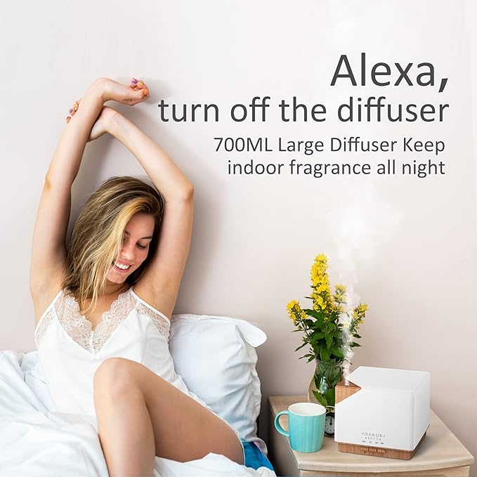 ASAKUKI Smart WiFi Essential Oil Aromatherapy Diffuser, Easy Connect with Alexa and Google Home Phone App Voice Control 700 ml Ultrasonic Diffuser, Create Schedules 7 LED Colors Humidifier-CubbioJoy