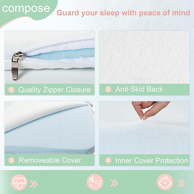 ANGELBLISS Bassinet Mattress Topper, Gel Memory Foam Mattress with Removable Cover Fit for AMKE Bassinet (35" x 20"), Bellababy, Evolur Stellar and Yamesmile Bassinets, Waterproof Soft Mattress-CubbioJoy