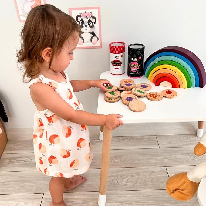 bee smart Wooden Memory Game - Matching Memory Game for Kids 3 and Up, 16Pcs | Educational Toy for Preschool Toddlers Board Games (Fruits)-CubbioJoy